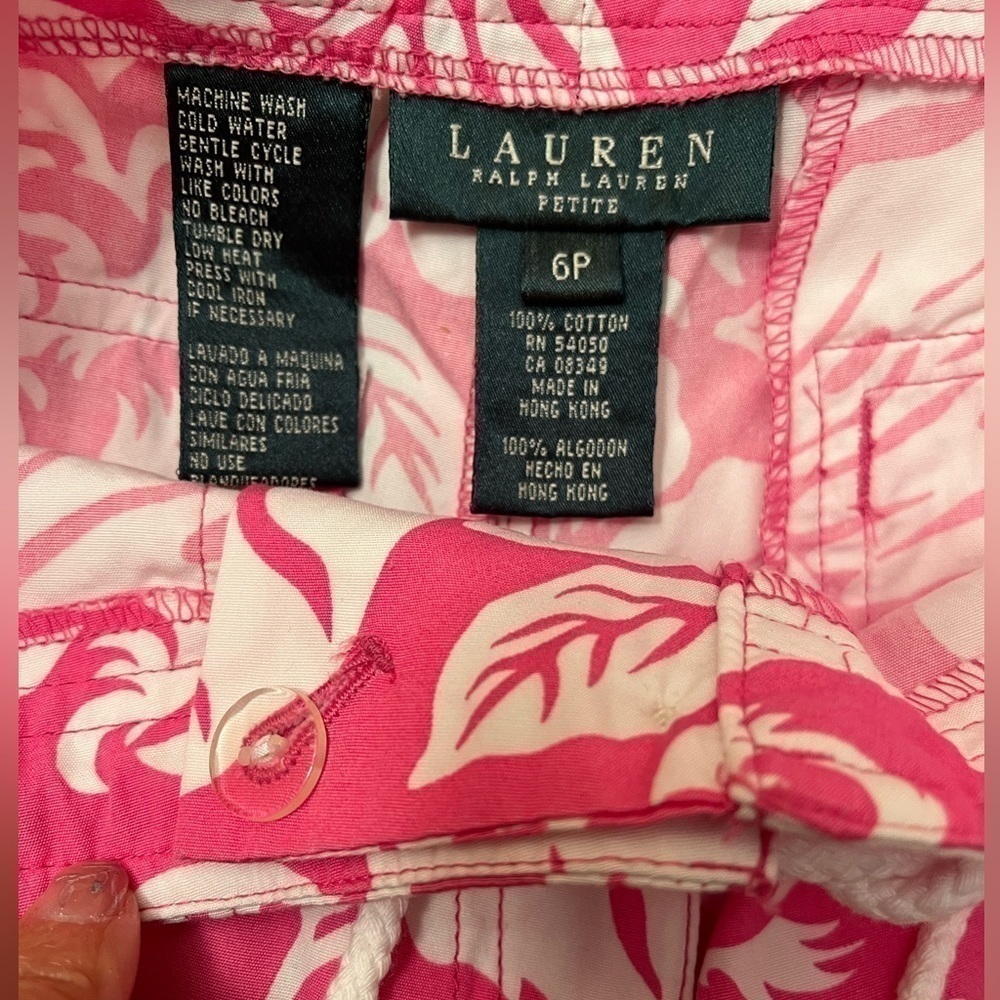 Lauren Ralph Lauren Pink Floral Capri Pants Sz 6P - Picture 3 of 5